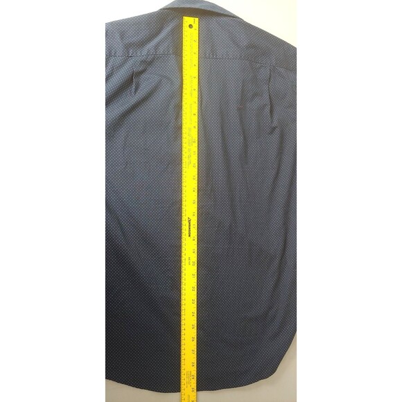 Ben Sherman Dress Shirt Size M 15-15.5 Navy Blue Dot Tailored Fit Stretch - Picture 7 of 9